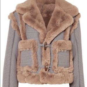 Herringbone faux fur reversible cropped coat
